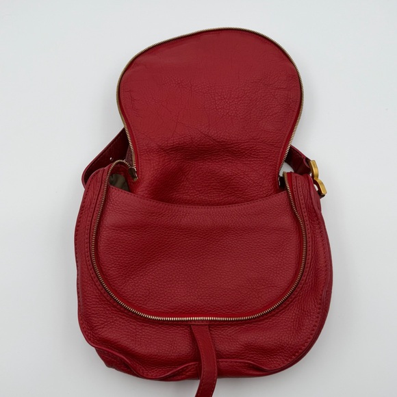 CHLOÉ MARCIE LEATHER CROSSBODY BAG – RED / BURGUNDY - Picture 9 of 12